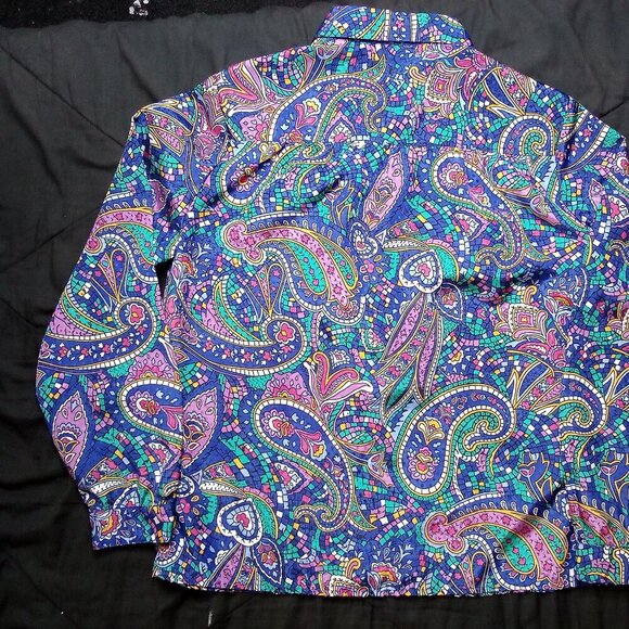 Vintage 70s Pykettes Paisley Hearts Rainbow Disco Button Shirt - Picture 5 of 6